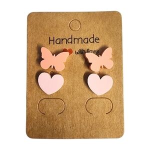Blush Flutter Duo Acrylic Stud Earrings – 2 Pair